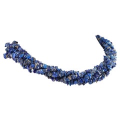 AJD Collier polyvalent à trois brins en lapis-lazuli et lapis-lazuli 
