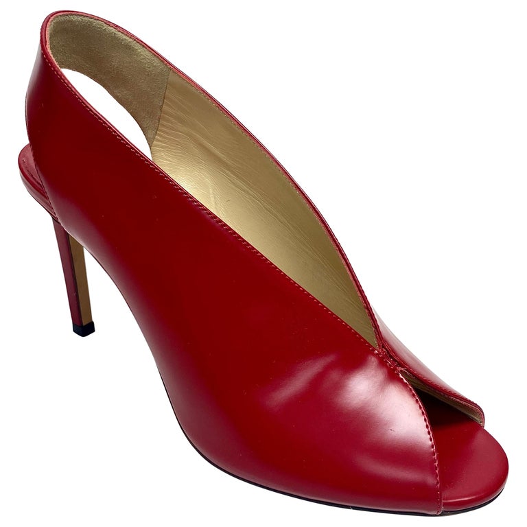 Jimmy Choo Red Leather Singback Heels - Size 37 For Sale at 1stDibs