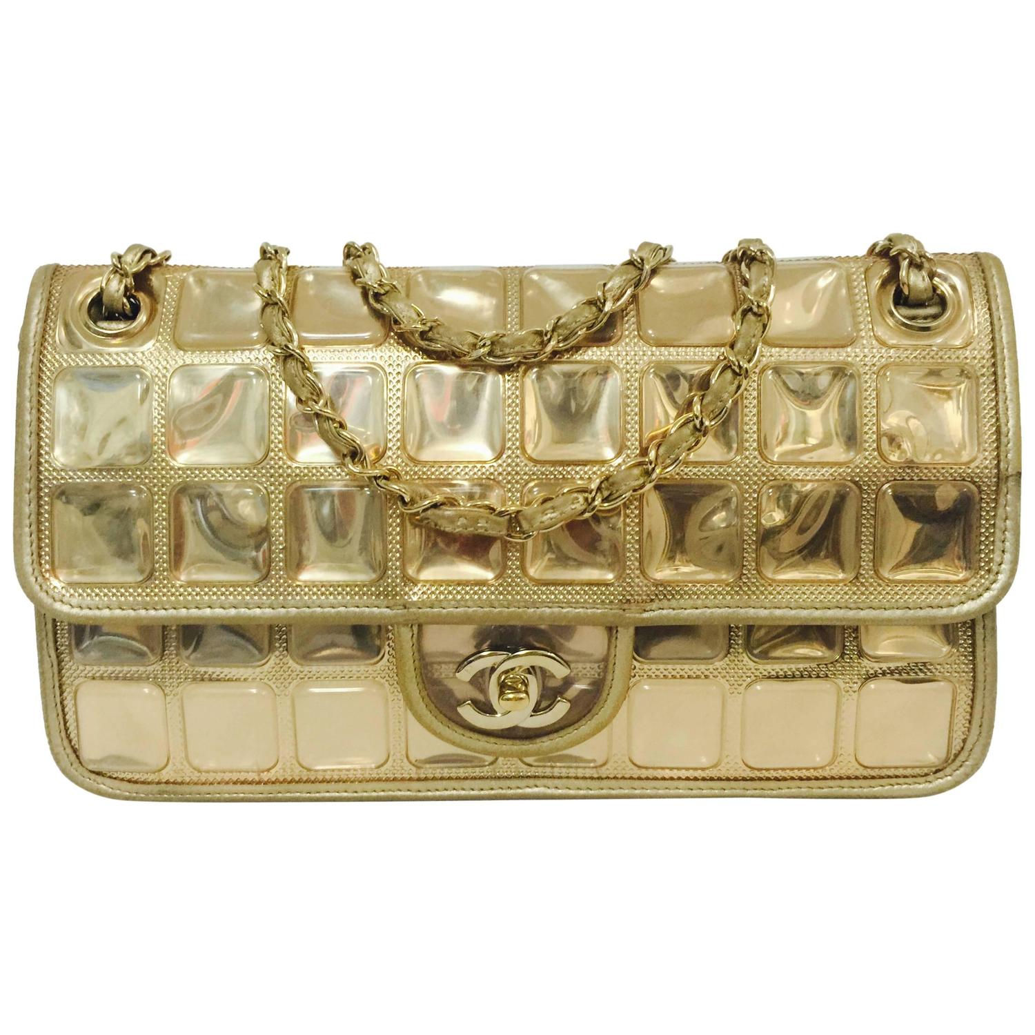 Chanel Limited Edition Gold Metallic Ice Cube Bag Serial 11888995 For
