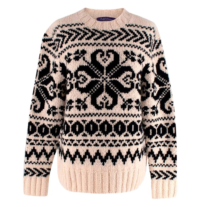 Ralph Lauren Purple Label Black and Cream Fairisle Knitted Sweater For Sale  at 1stDibs | ralph lauren knitted sweater