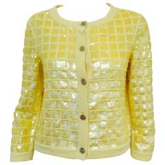 Chanel Lemon Cashmere Cardigan With Iridescent Sequin Embroidery All Over 8