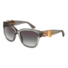 Occhiali da sole oversize Dolce & Gabbana Swarovski bugs e cristalli floreali grigi