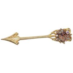 Miriam Haskell large jeweled arrow pin brooch 
