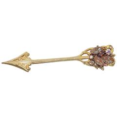 Miriam Haskell large jeweled arrow pin brooch 9