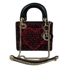 Mini Lady DIOR Limited Edition Handbag in Navy Blue and Red Leather