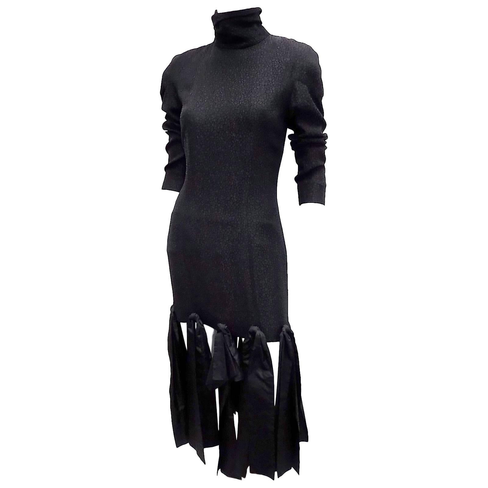 vintage Lanvin paris black cocktail dress with bows  For Sale