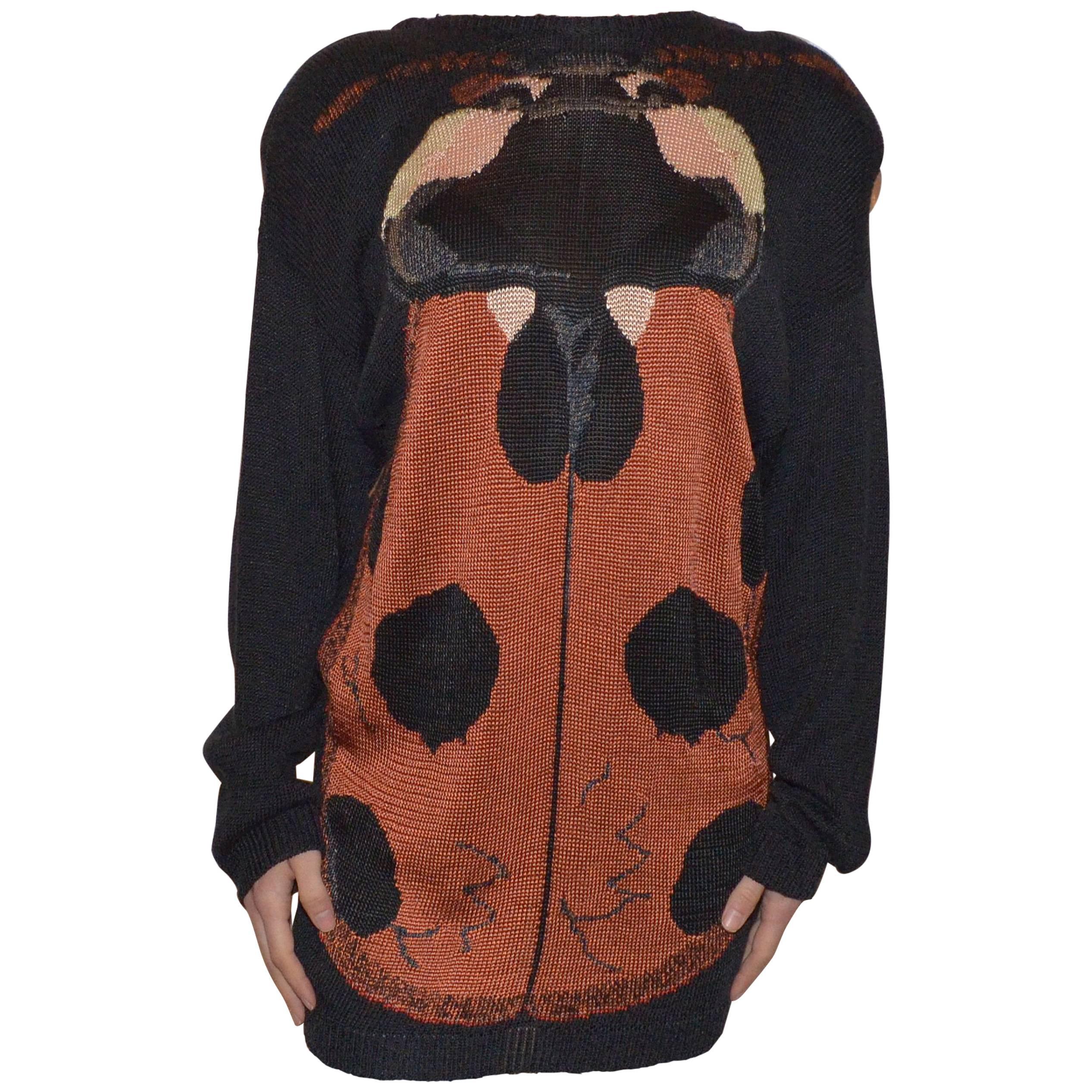 Krizia Maglia Vintage Knit Ladybug Rayon Sweater