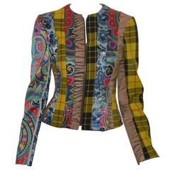 John Galliano Patchwork Plaid Zip Jacket