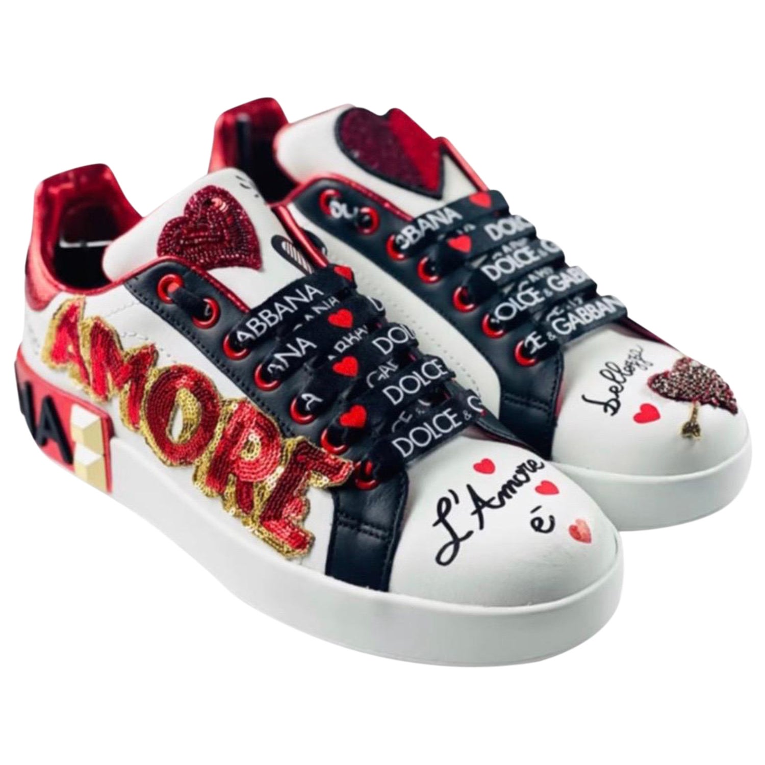 Dolce and Gabbana Portofino Amore e Belezza embellished trainers sneakers  shoes at 1stDibs