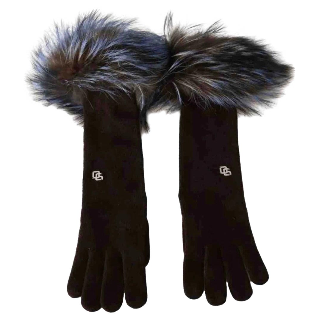 Dolce & Gabbana cashmere brown /
blue mink fur long gloves
