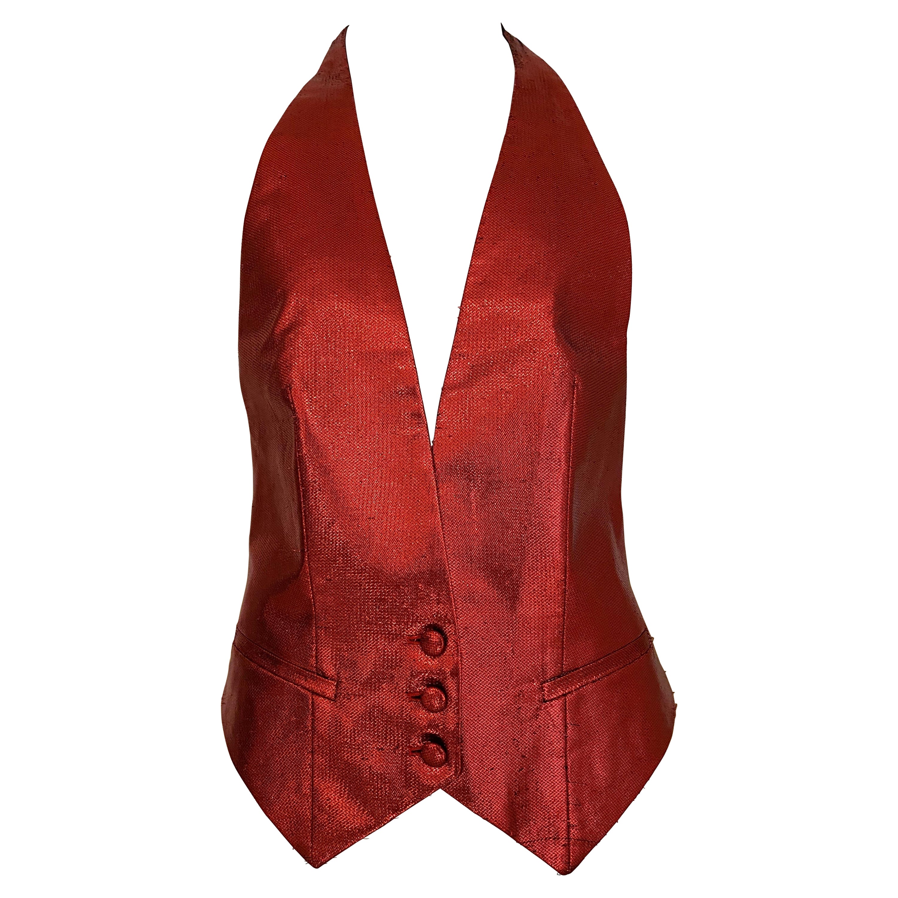 Maison Martin Margiela Red Silk Vest  For Sale