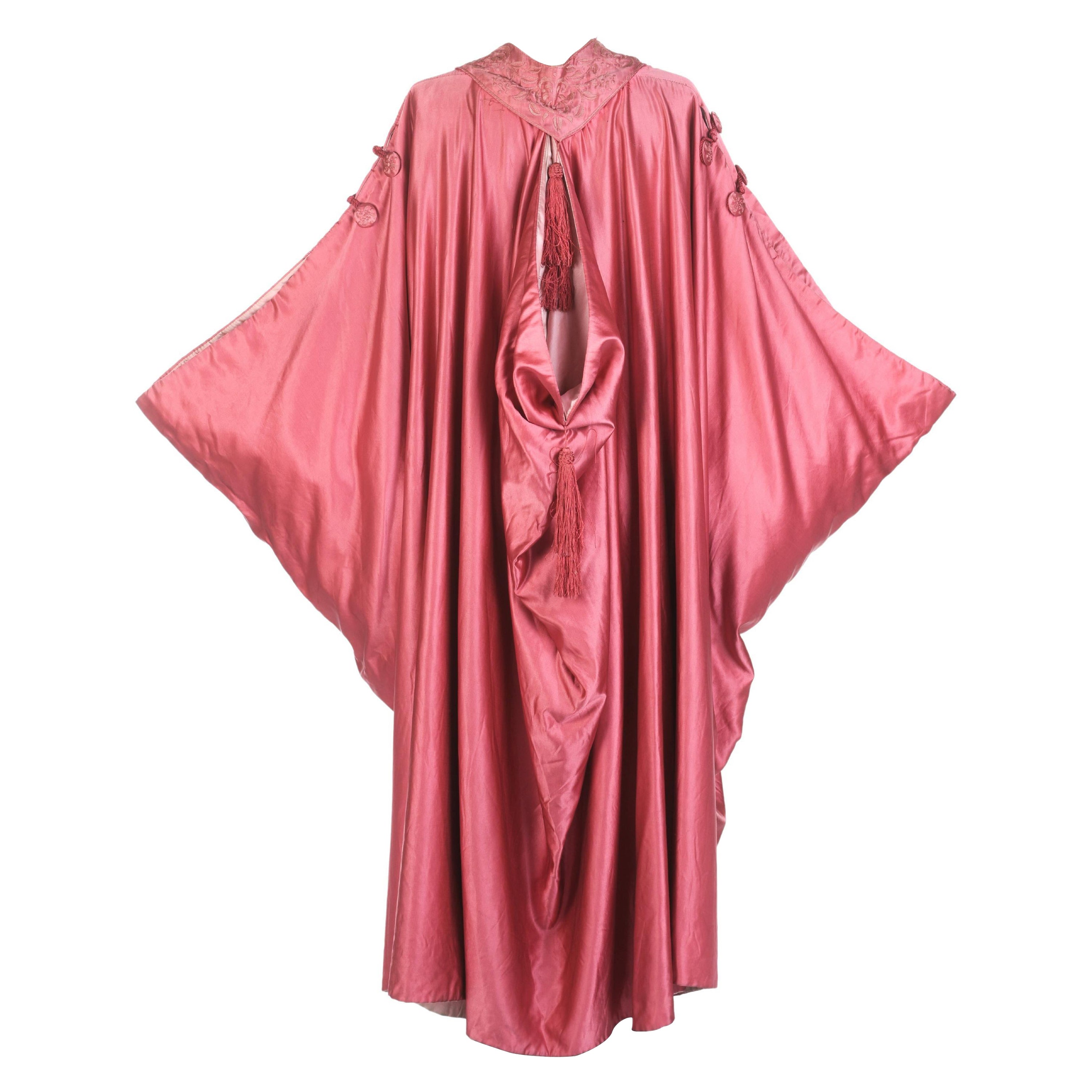 Fuschia Satin Evening Burnous By Liberty of London (Attributed to) Circa 1920