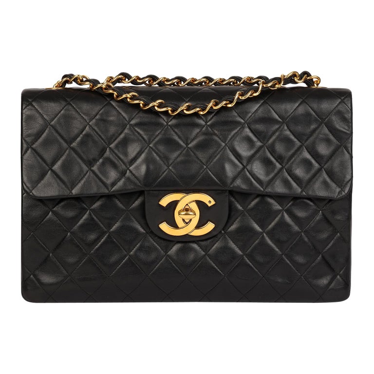 Chanel Black Quilted Lambskin Vintage Maxi Jumbo XL Classic Single Flap Bag  at 1stDibs