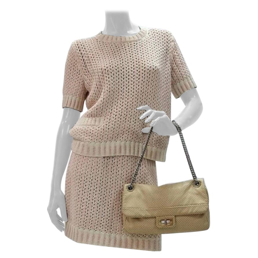 Chanel 18P Pink Knitted Top Skirt Set For Sale at 1stDibs