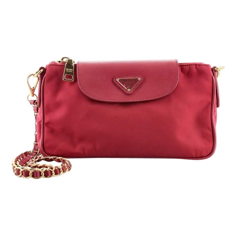 Prada Chain Crossbody Bag Tessuto and Saffiano Leather Small at 1stDibs