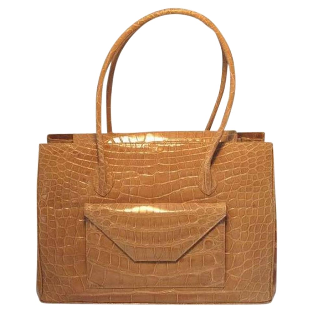 Alexandra Knight Tan Alligator Handbag For Sale