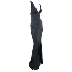 F/W 2003 Yves Saint Laurent by Tom Ford Black Silk Ribbon Gown