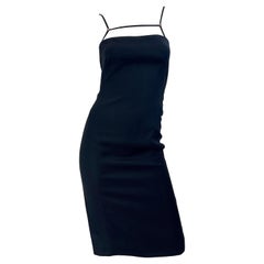 NWT 1990s Gianni Versace Couture Size 40 / 4 Black Silk Vintage Bondage Dress