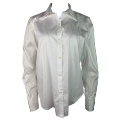 Ralph Laurent White Cotton Button Down Shirt Blouse, Size Large 