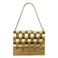 Retro 1950s Basket Weave Compact Purse Minaudiere