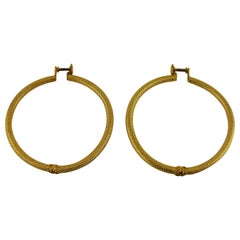 Chanel Vintage Gold Toned Hoop Earrings 1996 Fall Collection