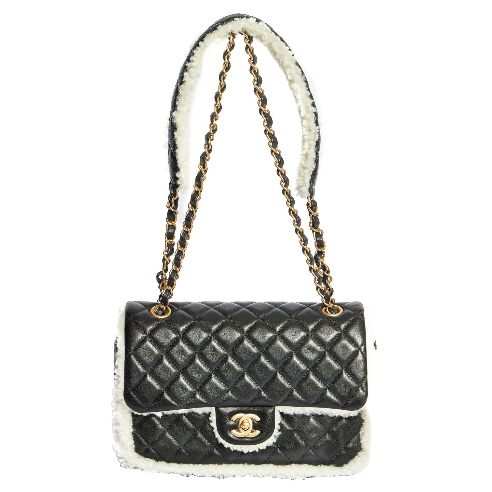 Chanel Large Fur Flap Bag For Sale