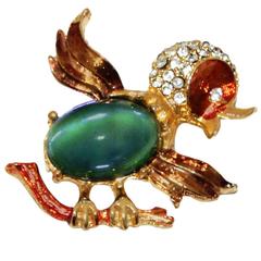 Unique French bird brooch of the 60s