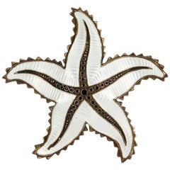 Ivar Holth White Enamel Sterling Silver Starfish Brooch Pin Norway Estate Find