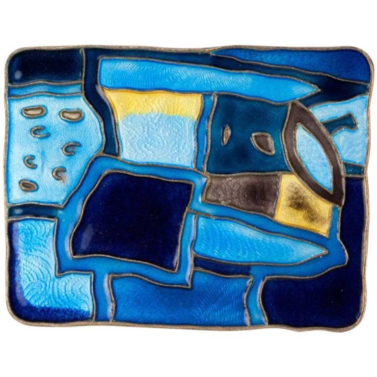 David Andersen Four Season Spring Blue Enamel Sterling Silver Brooch