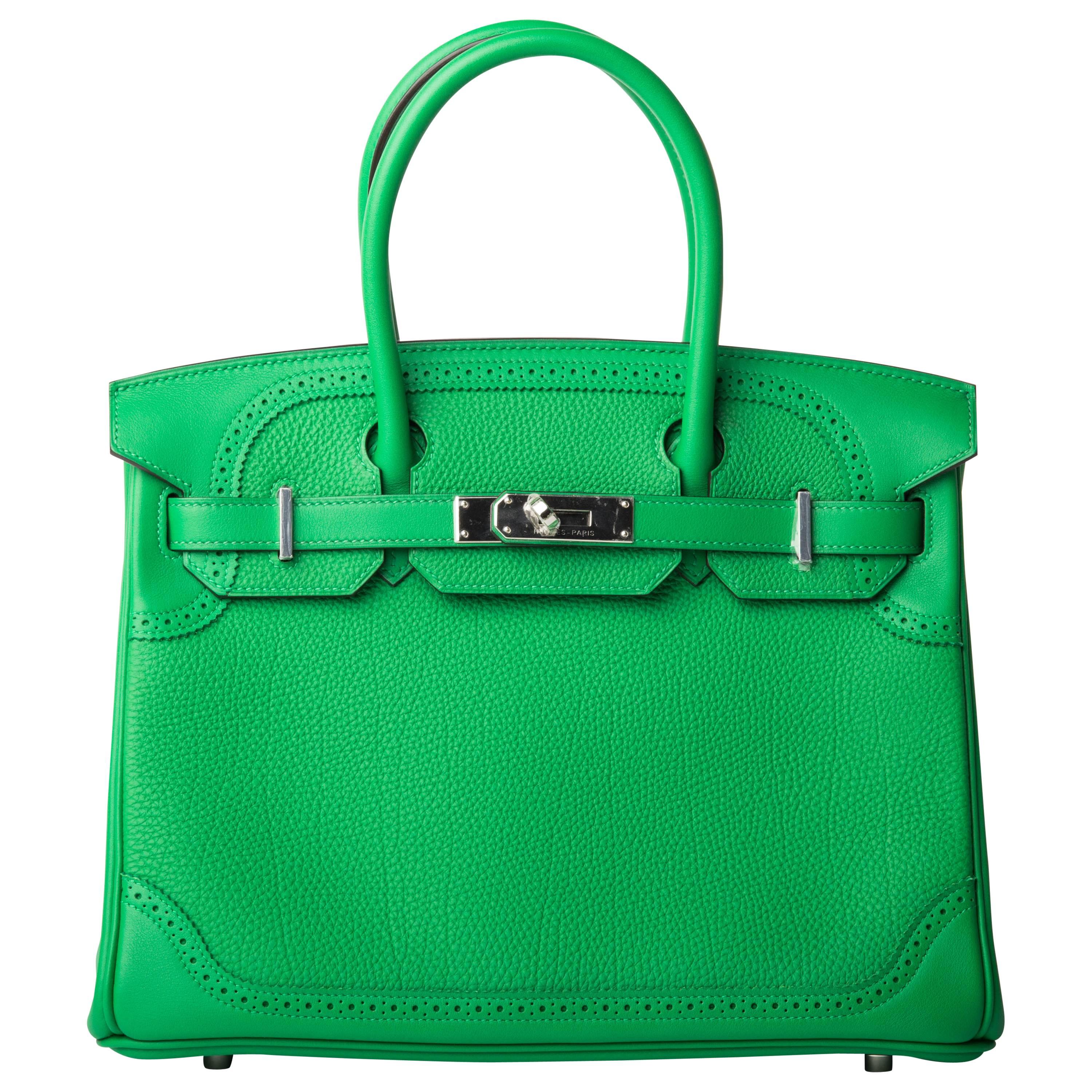 Birkin Bamboo 30 cm Ghilles Togo Leather/ Swift Silver HDW  For Sale