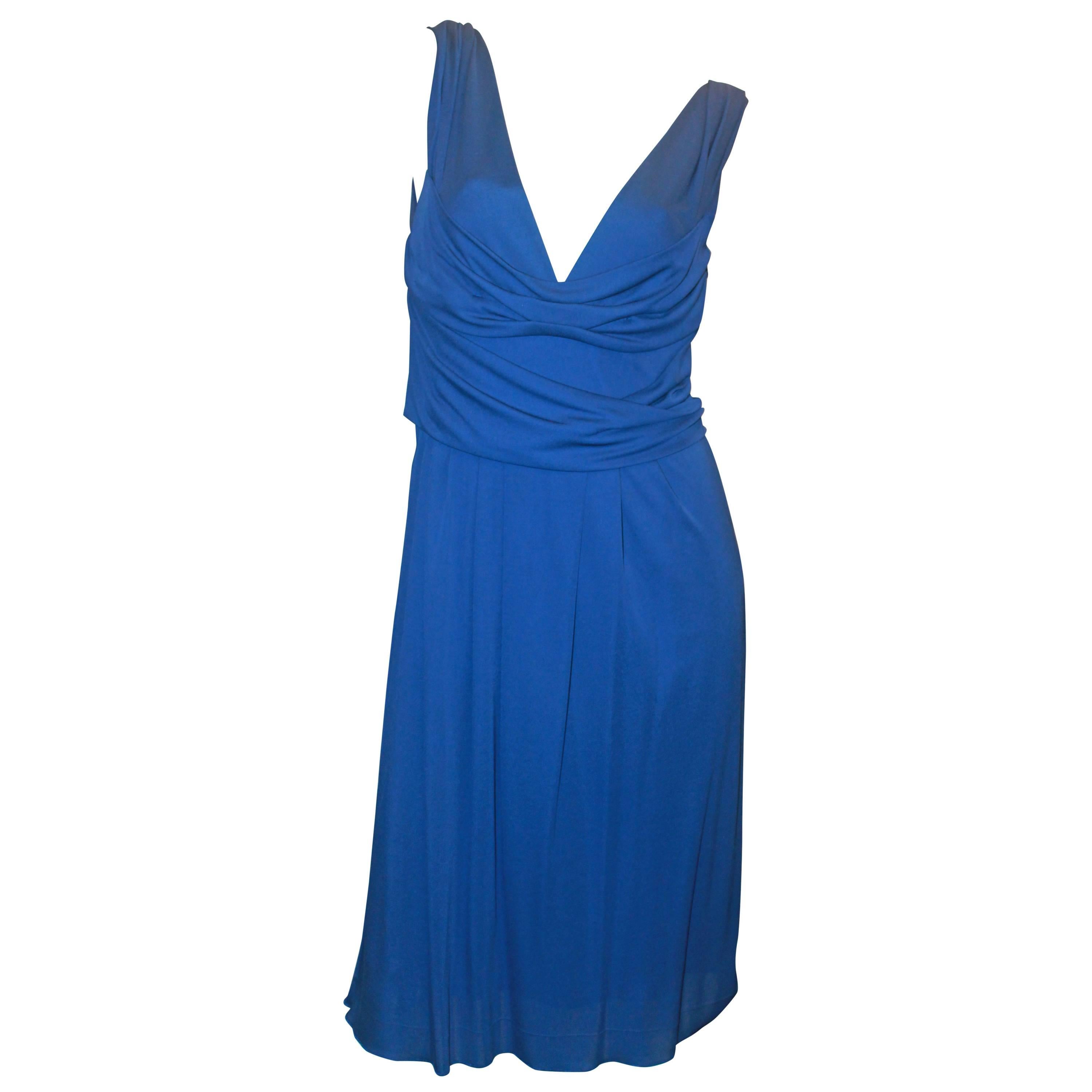 Moschino Blue Matte Sleeveless Jersey Dress - 8