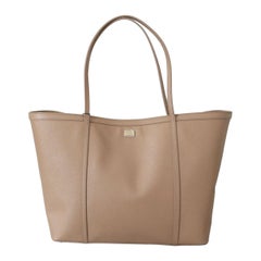Dolce & Gabbana beige leather shopping tote bag