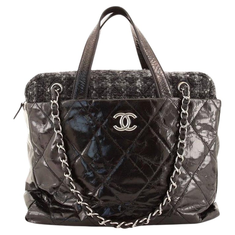 Chanel Portobello Zip Tote Quilted Glazed Calfskin and Tweed