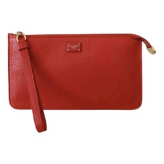 Dolce & Gabbana red leather Wrist Pouch Toiletry Organizer Wallet clutch bag