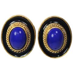 YVES SAINT LAURENT Bluestone Clip-On Earrings Gold hue 8
