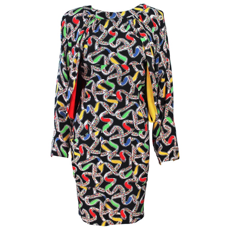 KARL LAGERFELD Attributed Draped Black Silk Abstract Dress Size 6-8 For  Sale at 1stDibs