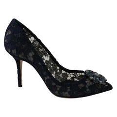 Dolce & Gabbana blue PUMP lace shoes with jewel detail on the top heels