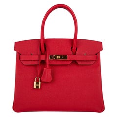 Hermes Birkin 30 Bag Rouge Casaque Gold Hardware Epsom Leather