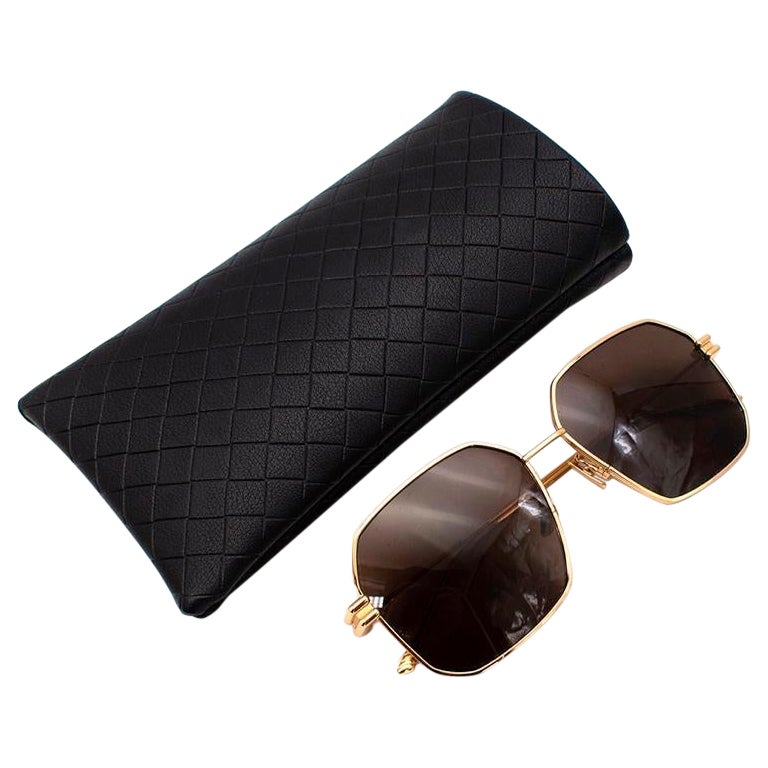 Bottega Veneta Hexagon-Frame Gold-Tone Aviator Sunglasses For Sale