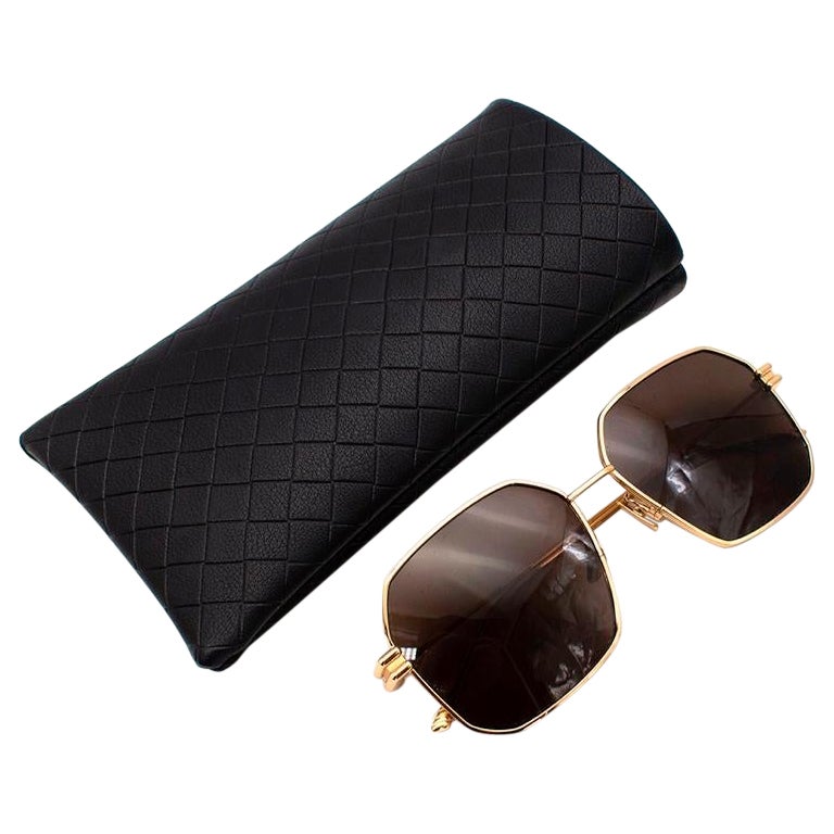 Bottega HexagonFrame GoldTone Aviator Sunglasses For Sale at