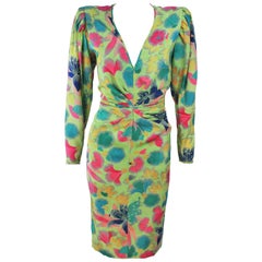 EMANUEL UNGARO Silk Green Floral Dress Size 8