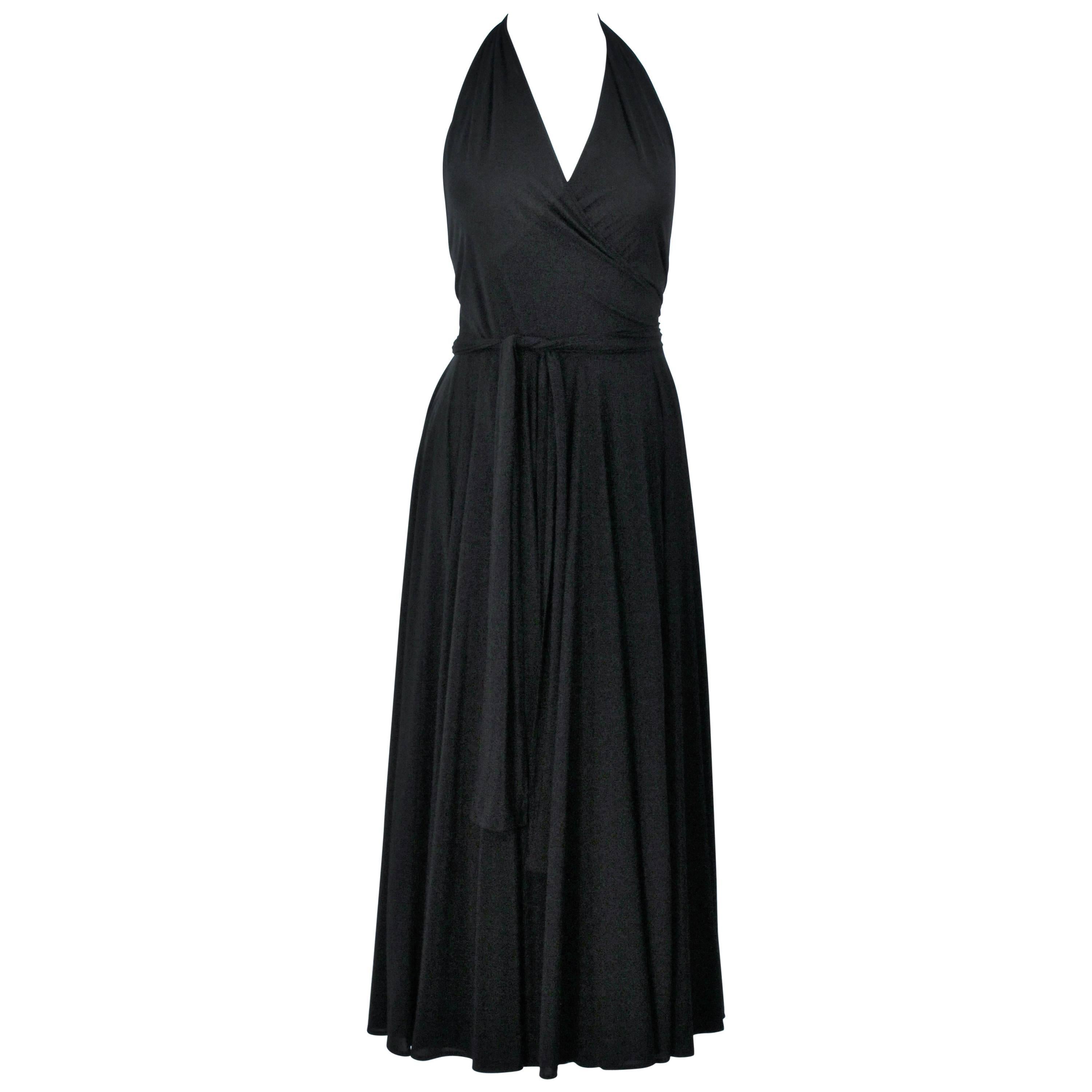 NORMA KAMALI Black Wrap Style Halter Dress Size Small