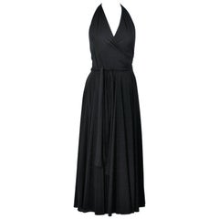 Vintage NORMA KAMALI Black Wrap Style Halter Dress Size Small