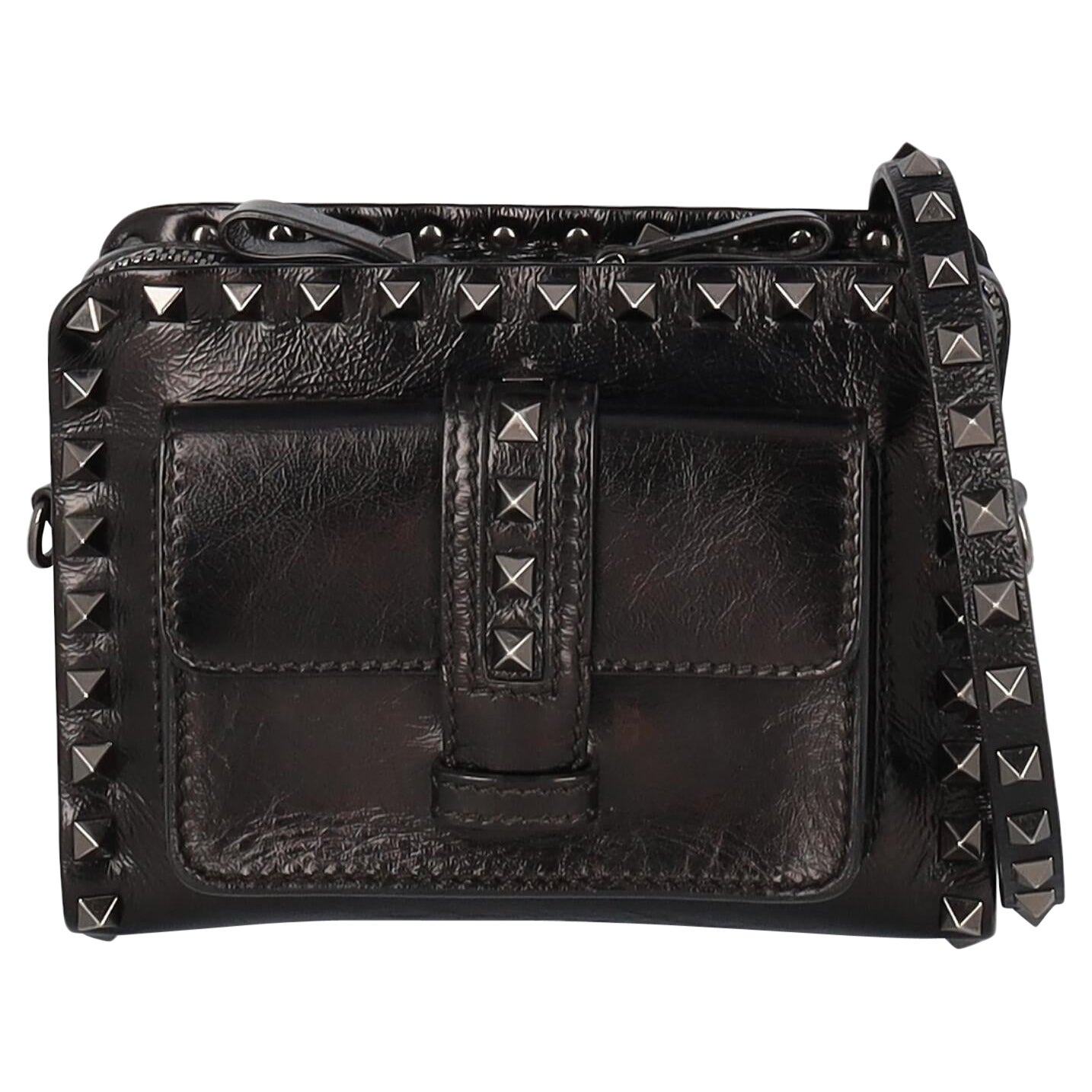 Valentino Rockstud Camera Crossbody Bag Striped Leather at 1stDibs