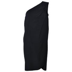 VALENTINO Black Silk One Shoulder Dress Size 10