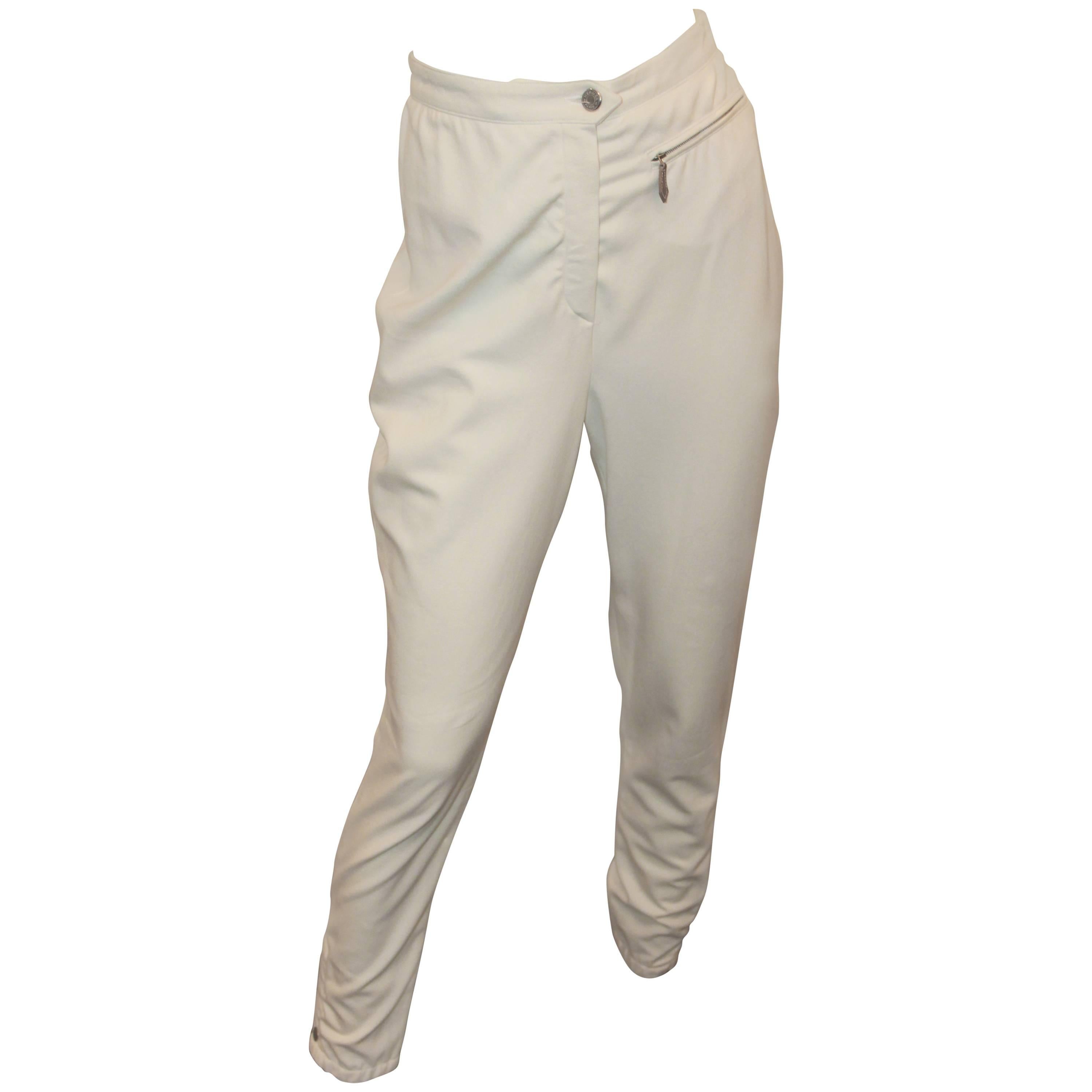 Hermes Vintage Ivory High Waisted Riding Pants - 34 - circa 1990's For Sale