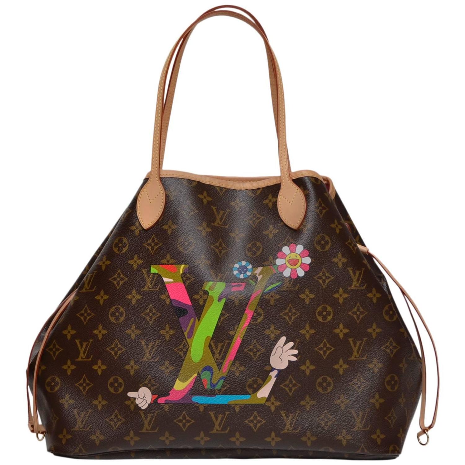 Louis Vuitton LV Monogram Takashi Murakami Hands Moca Neverfull PM ...