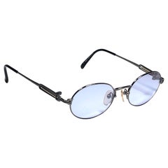 New Jean Paul Gaultier Junior 55  5104 Black Oval Sunglasses 1990 Made in Japan 