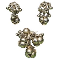 Miriam Haskell Brooch Brass Earrings Set 1