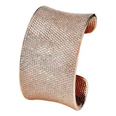 Bracelet manchette de mariée en or rose 14 carats plaqué or massif avec zirconia cubique taille cube de 59 carats